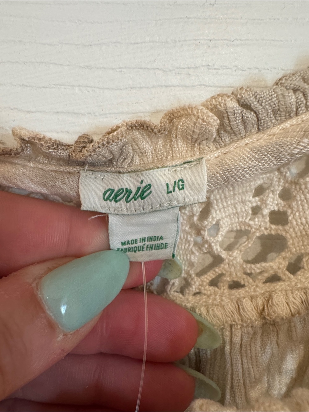 aerie Cream and Brown Tie-Dye Crochet-Trim Tank - Picture 9 of 12